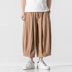 Cotton and Linen Wide Leg Bloomers Cropped Pants