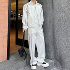 Casual Sports Suit Jacket Wide Leg Pants