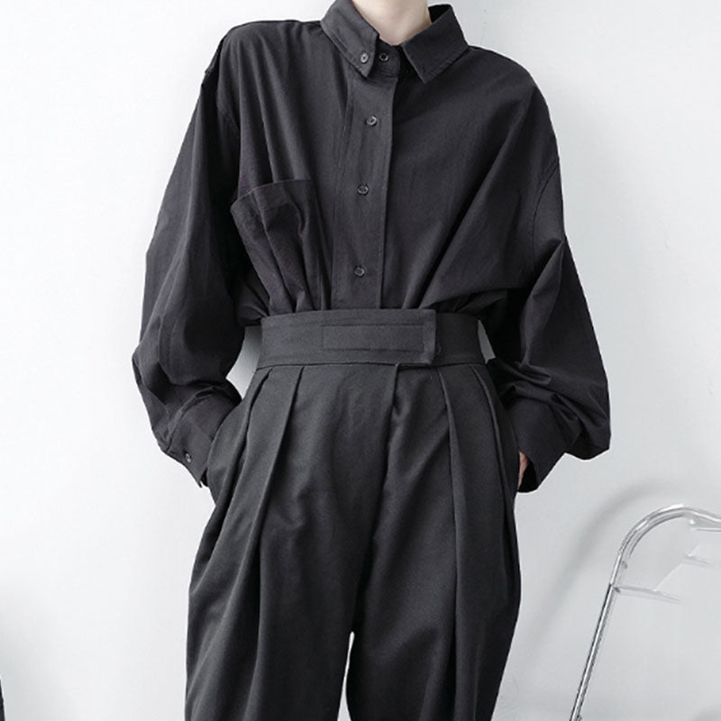 Large Pockets Loose Drop Shoulders Shirts