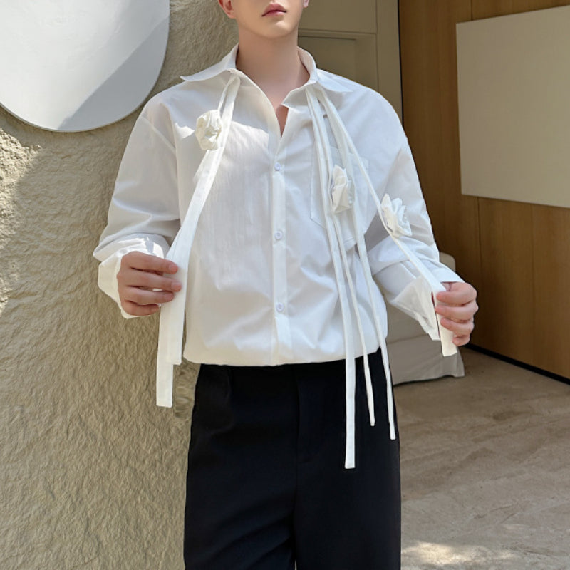 French 3D Rose Casual Shirt