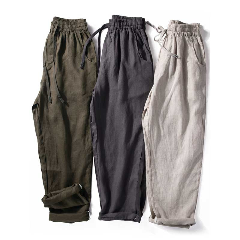 Breathable Straight-Leg Loose Linen Trousers