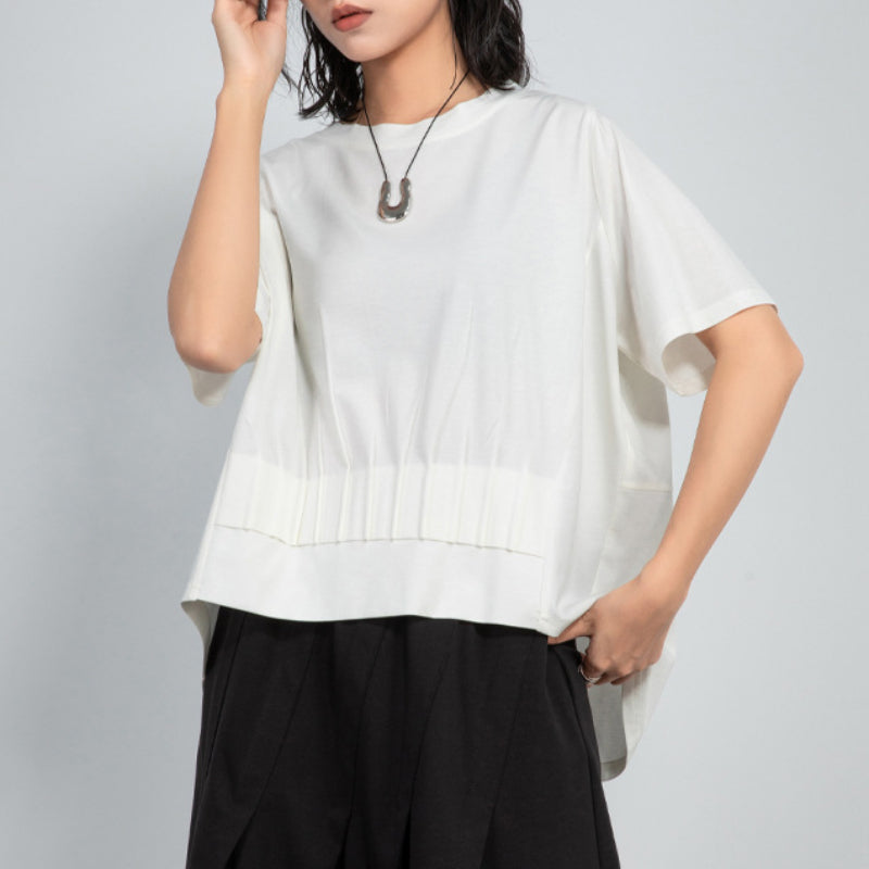 Loose Irregular Pleated Thin T-shirt