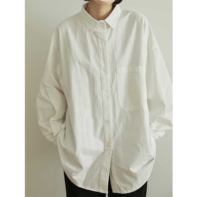 Loose Solid Color Long-sleeved Shirt