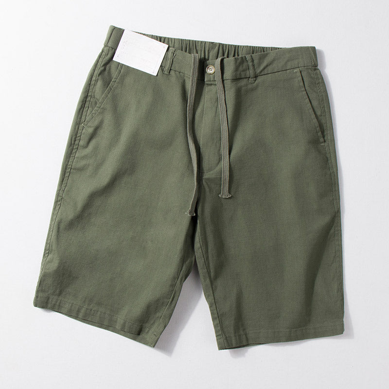 Thin Cotton and Linen Basic Solid Color Straight Loose Shorts
