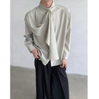 Vintage Ribbon Scarf French Collar Shirt