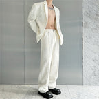 Pearl Rhinestone Shoulder Pad Coat Straight Casual Pants Two Piece Set