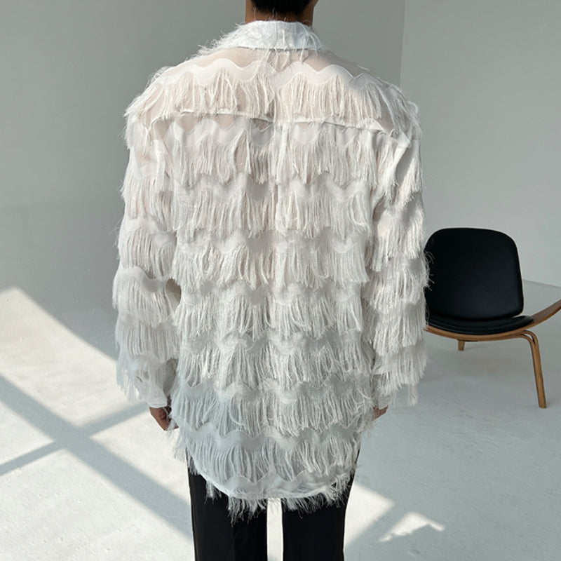 Three-dimensional Wave Tassel Shirt