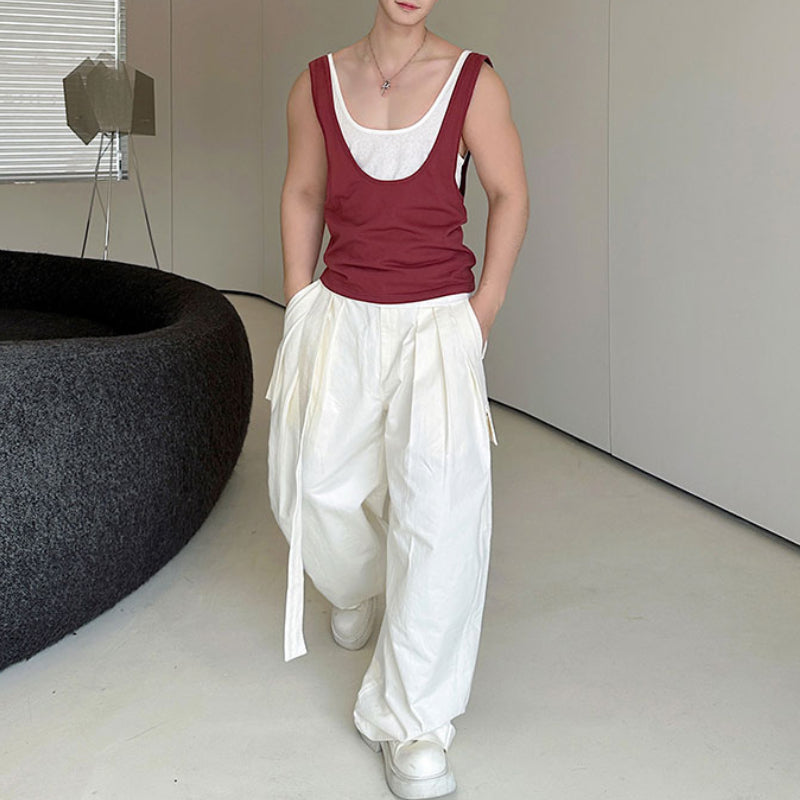 Contrast Color Layered Casual Sleeveless Vest