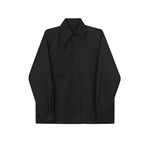 Pointed Collar Button-down Long-sleeve Shirt