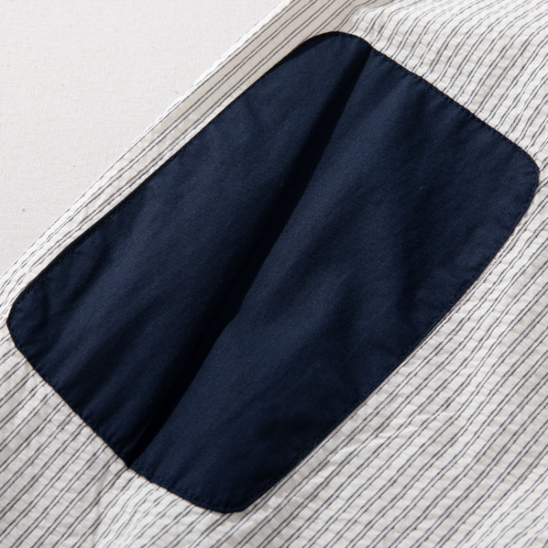 Japanese Striped Retro Patchwork Loose Casual Shirt