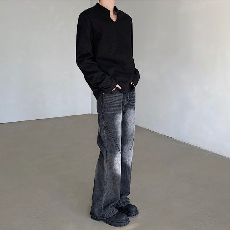 U-neck Waffle Casual Loose Bottoming Shirt