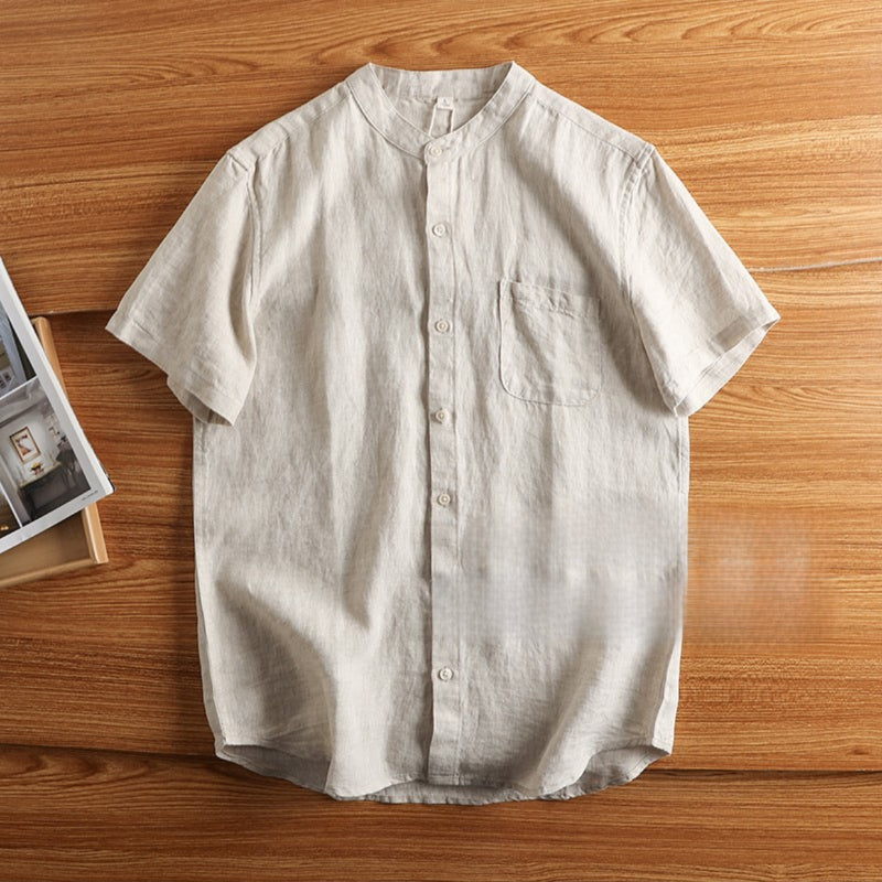 Linen Thin Retro Casual Stand Collar Shirt