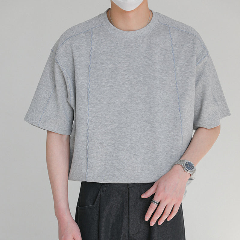 Topstitched Crew Neck Loose T-shirt