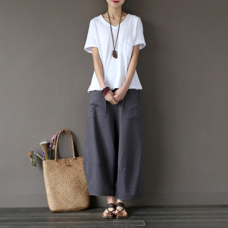 Casual Wide-leg Loose Linen Harem Pants