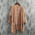 Cotton And Linen Two-Piece Cape Coat