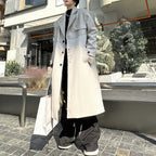 PU Leather Over-the-knee Panelled Coat