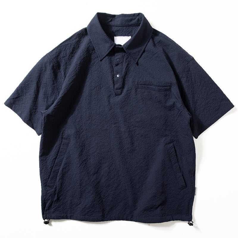 Textured Japanese Style Lapel Polo Shirt