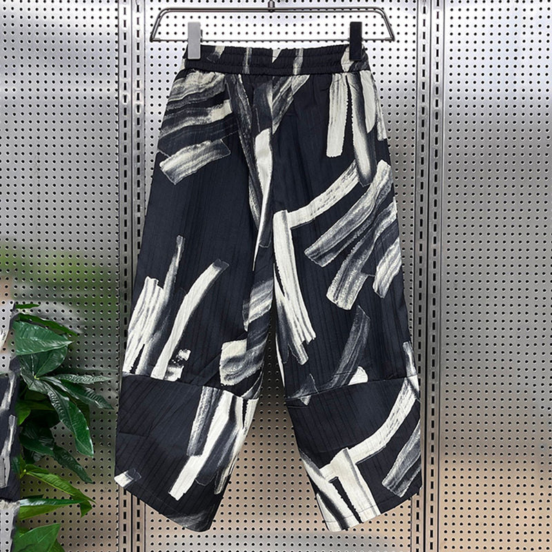 Thin Cotton And Linen Printed Harem Casual Pants