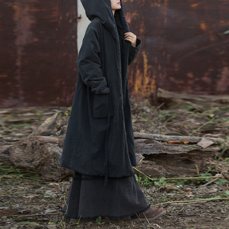 Thickened Warm Hooded Mid-length Cotton Coat
