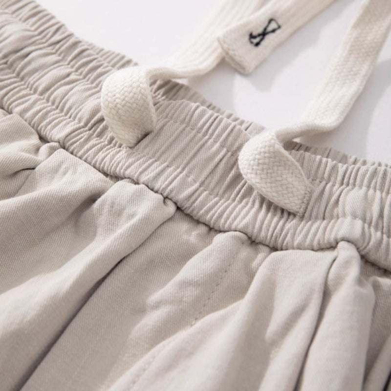 Cotton Elastic Drawstring Straight Loose Casual Shorts