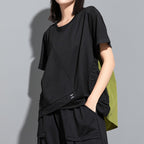 Contrast Color Stitching Loose Short-sleeved T-shirt