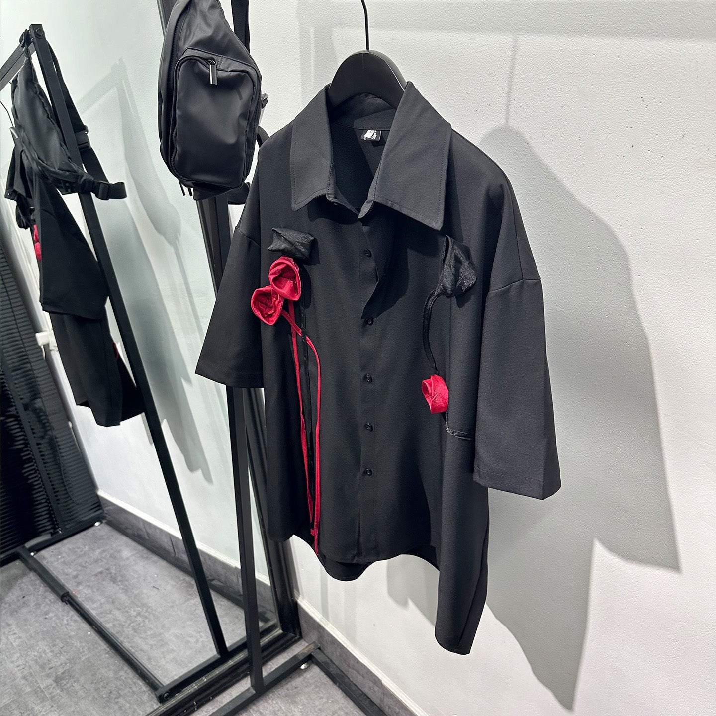 3D Rose Design Loose Casual Shirt