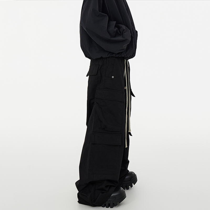 Drawstring Wide-leg Loose-fitting Flared Pants