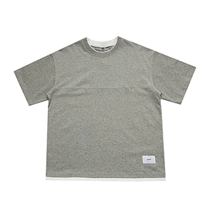 Japanese Loose Drop Shoulder Fake Two Piece T-shirt