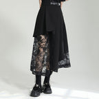 Irregular High-waist Paneled Mesh Skirt