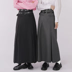 A-line Suit Skirt With Double Belt