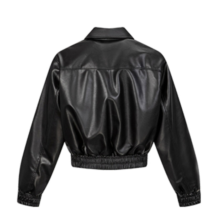 Vintage Padded Leather Short Jacket