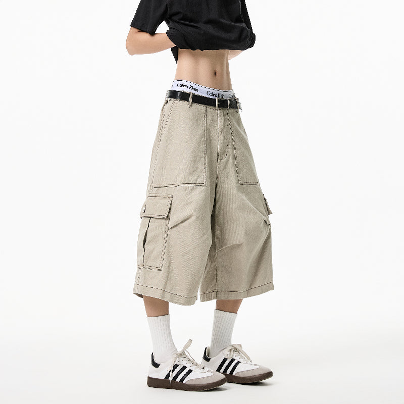 American Loose Straight Knee-length Casual Pants