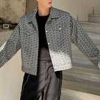 Houndstooth Lapel Cropped Jacket