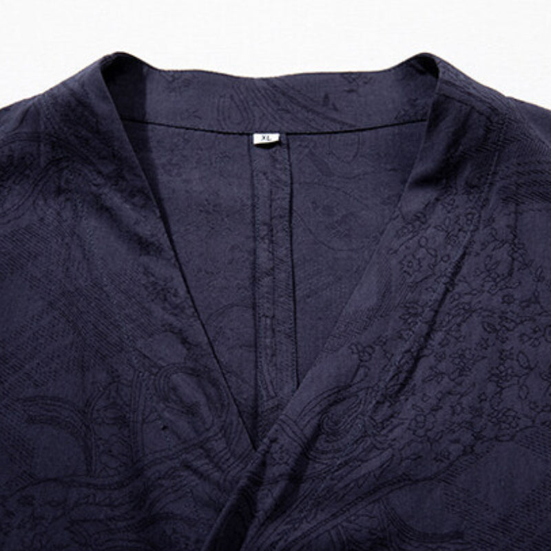 Cotton and Linen Kimono Loose Cardigan Shirt