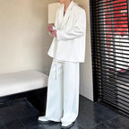 Double Collar Tie Straight Wide Leg Pants Two-piece Suit