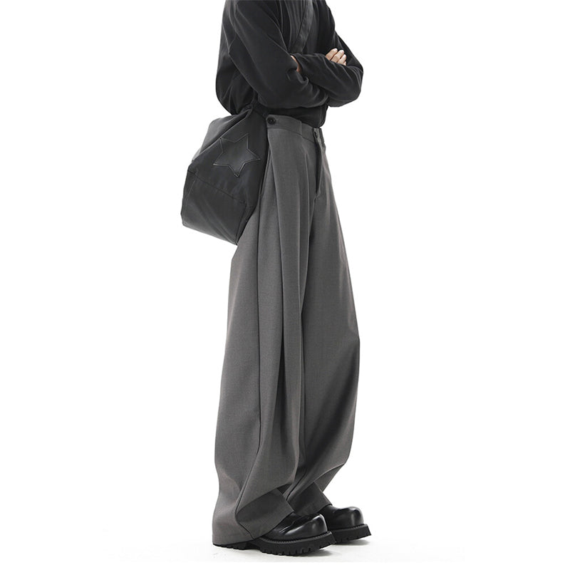 Straight Wide-leg Draped Trousers