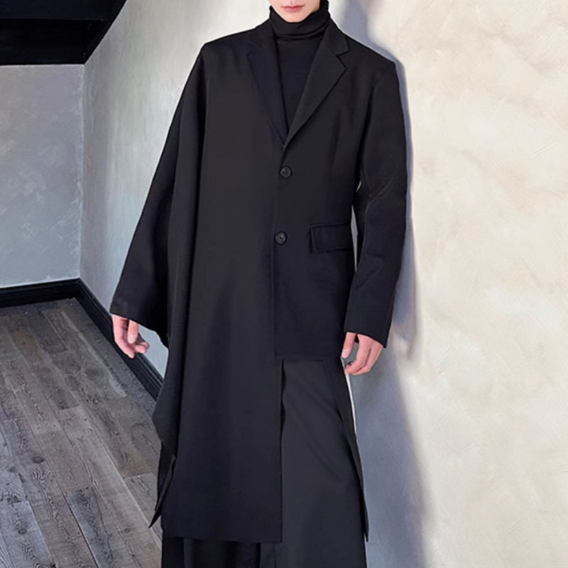Asymmetric Patchwork Cape Blazer