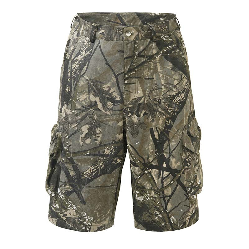 Vintage Camouflage Cargo Loose Shorts