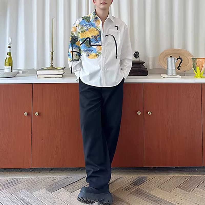 French Oil Painting Patchwork Shirt