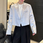 Glossy V-neck Short Single-button Blazer
