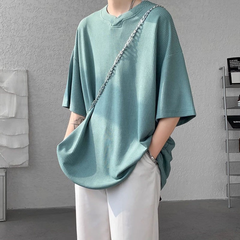 V-neck Ice Silk Loose Short-sleeved T-shirt