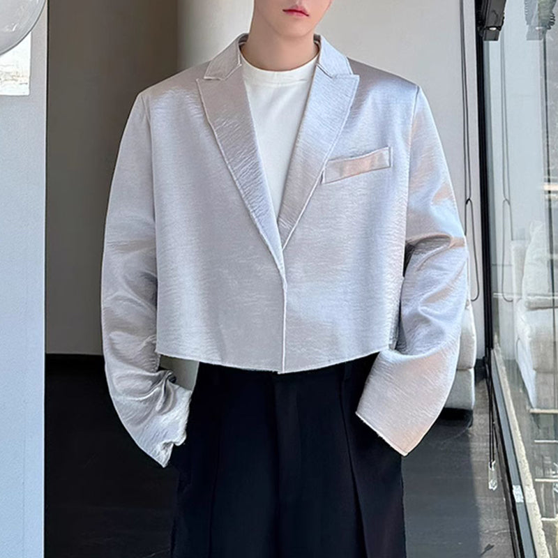 Glossy V-neck Short Single-button Blazer