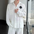 Floral Embroidery Loose Long-sleeved Shirt