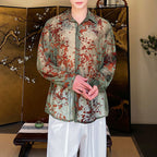 Floral Mesh Lapel Shirt