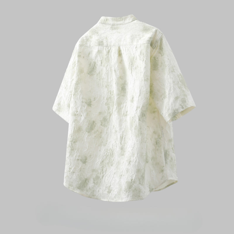 Tie-dyed Thin Breathable Stand-up Collar Shirt