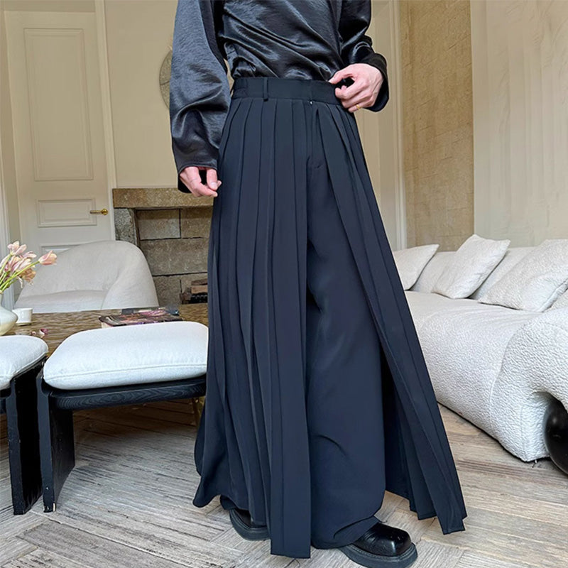 Straight Loose Double Layer Pleated Culottes