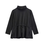 Loose Drawstring Waist Long Sleeve Shirt