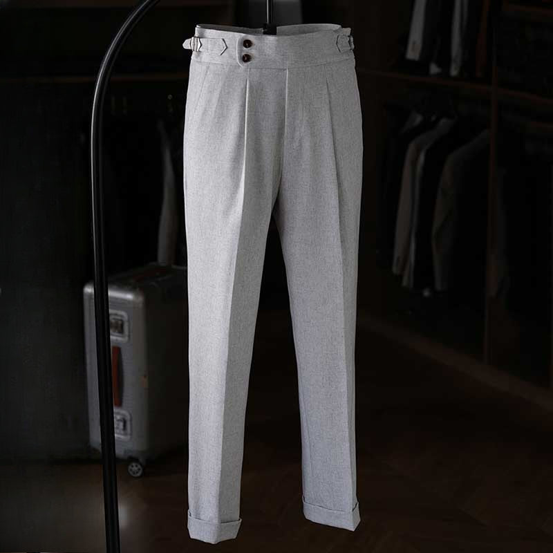 High-waisted Parisian Button Draped Suit Trousers