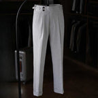 High-waisted Parisian Button Draped Suit Trousers