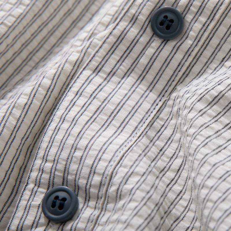 Japanese Striped Retro Patchwork Loose Casual Shirt